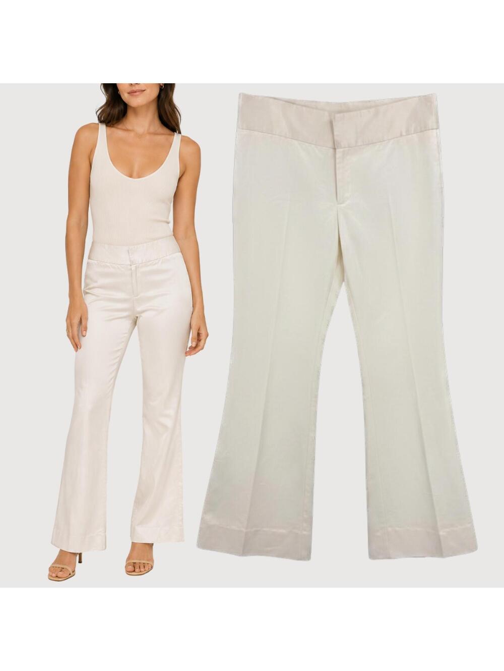 Chaiken Wide Leg Cotton Silk Trousers Ivory Size 2
